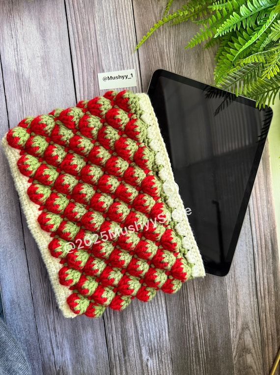 Crochet Strawberry LOVE iPad Sleeve Pattern: Beginner-friendly PDF