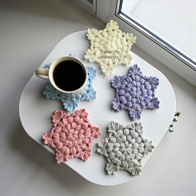 Crochet Snowflake Coaster Pattern: Cozy Flake Design Easy Beginner ...