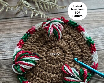 Festive Christmas Maple Leaf Coaster Crochet Pattern -DIY Holiday Decor PDF