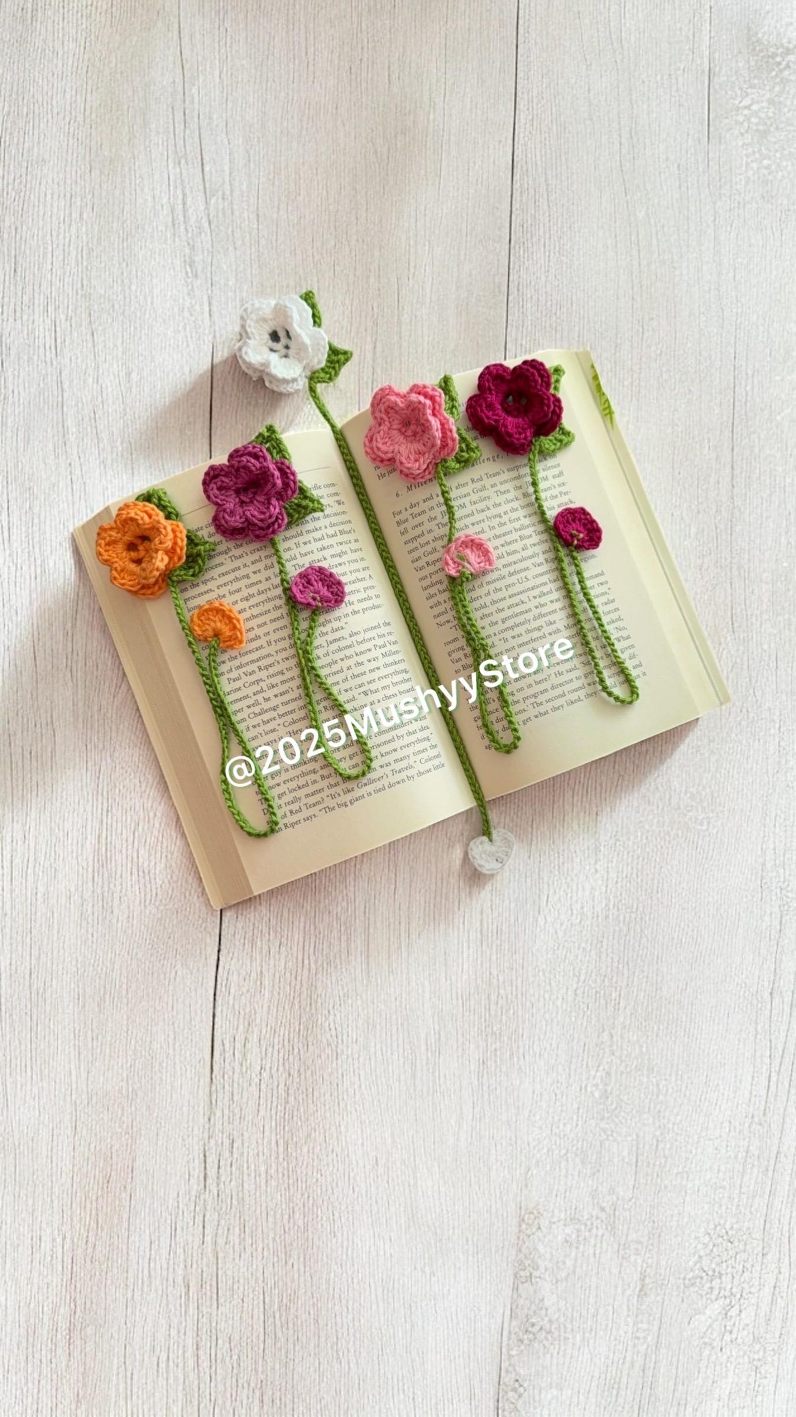 Crochet Rose Bookmark Pattern Easy Beginner DIY Gift (PDF Download