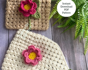 Crochet Spring Blooms Book Cover Pattern: Elegant Floral Kindle Sleeve (PDF Pattern)