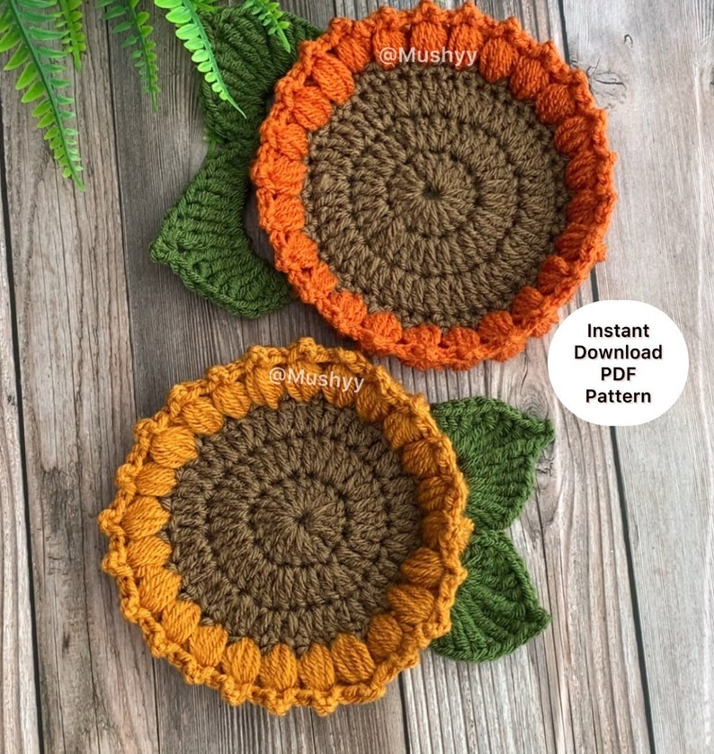 Crochet Sunflower Bloom Coaster Instant Download PDF Pattern - Etsy