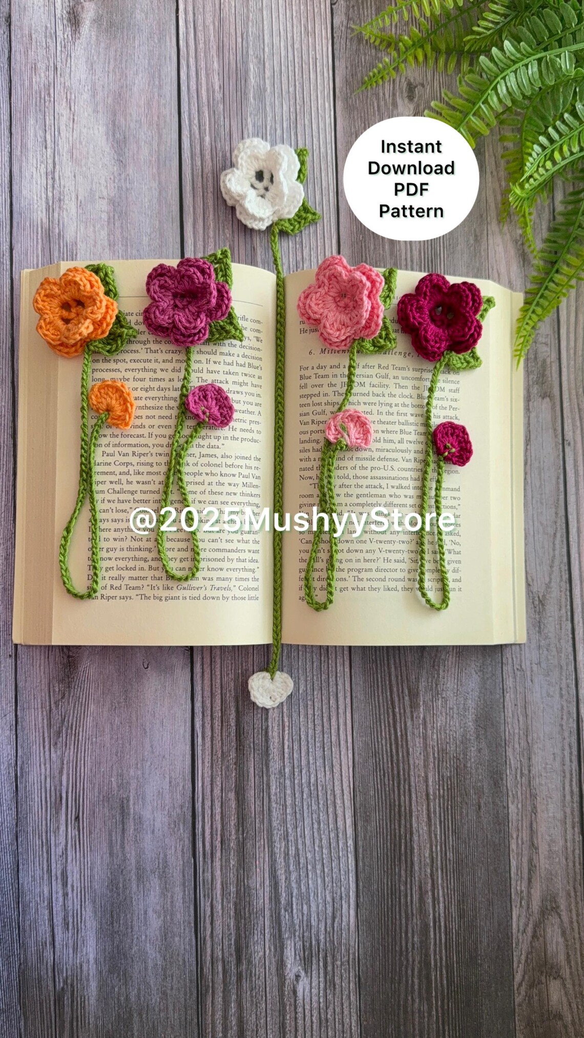 Crochet Rose Bookmark Pattern Easy Beginner DIY Gift (PDF Download