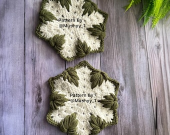 Maple Leaves Crochet Hexagon Pattern By Mushyy- Instant Download PDF