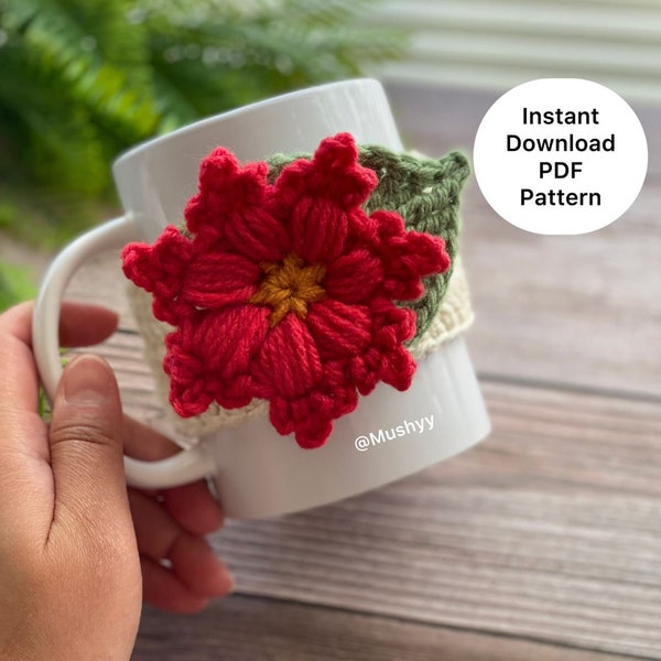 Crochet Snowflake Flower  Mug Cozy - Instant Download PDF Pattern
