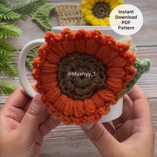 Crochet Flower Mug Cozy Instant Download PDF Pattern