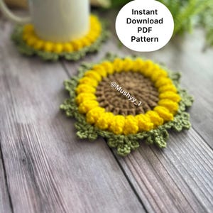 Crochet Sunflower Coaster Pattern: Spring Table Decor (PDF Download)