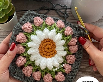 Crochet Springtime Bouquet Granny Square Pattern By Mushyy  Instant Download PDF