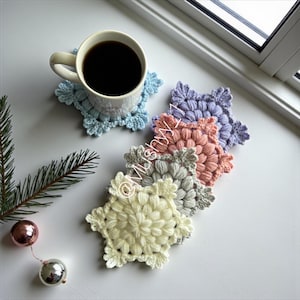 Crochet Snowflake Coaster Pattern: Cozy Flake Design Easy Beginner Friendly Christmas Gift (PDF Pattern)