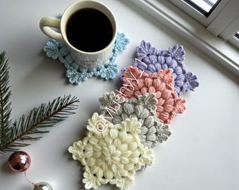 Crochet Snowflake Coaster Pattern: Cozy Flake Design Easy Beginner Friendly Christmas Gift (PDF Pattern)