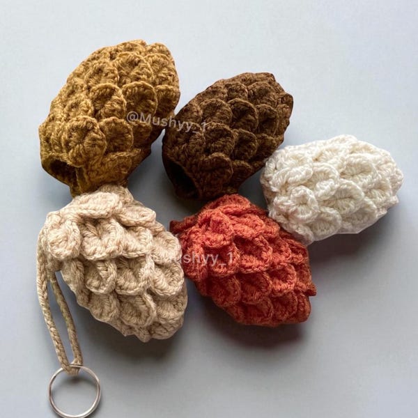 Crochet Pinecone Ornament Pattern: Christmas Bag Charm (PDF Download)