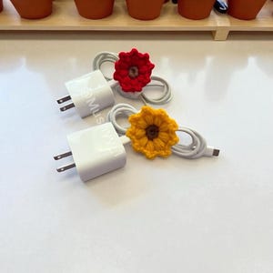Crochet Sunflower Cord Organizer Instant Download PDF Pattern cof Cable Wire  Wrap Holder