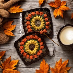 Crochet Autumn Bloom Granny Square Patteen By Mushyy  Instant Download PDF