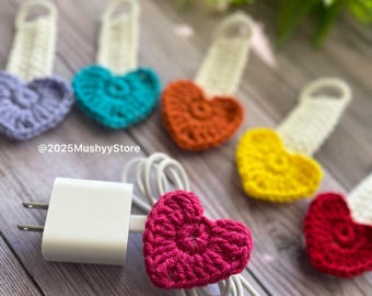 Crochet Cord Organizer Instant Download PDF Pattern Little Hearts Cable Wire  Wrap Holder