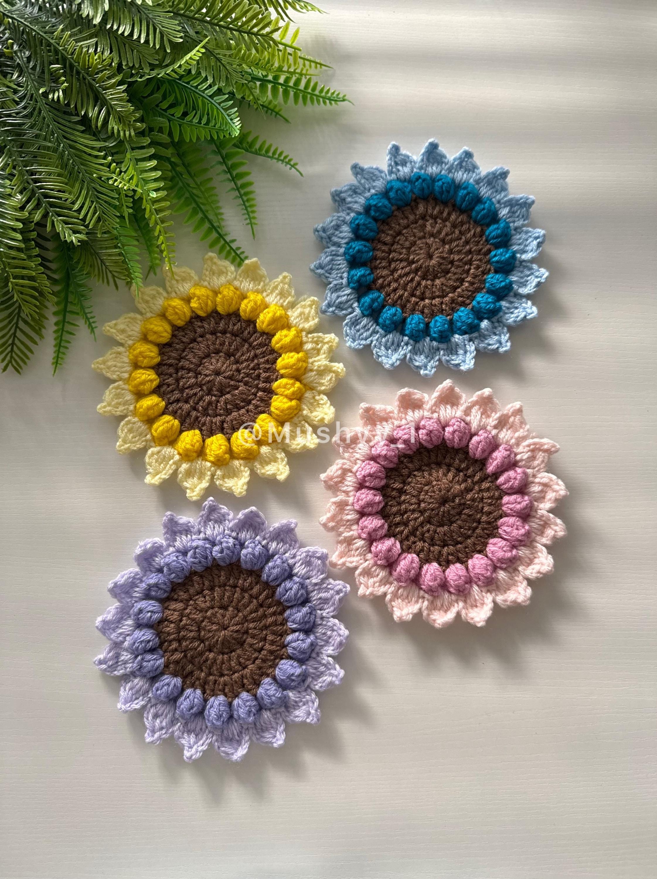 Crochet Sunbloom Sunflower Coaster PDF Pattern by Mushyy - Etsy