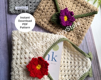Crochet Poinsettia Book Cover Pattern: Elegant Floral Envelope (PDF Pattern) Customizable