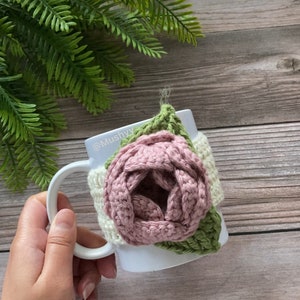 Crochet Blooming Rose Mug Cozy Pattern Instant PDF Download for cozy mornings image 2