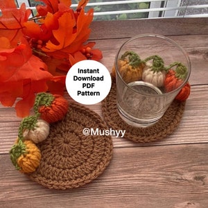 Crochet Pumpkin Coaster 3D Pattern-Fall Home Decor-Instant Download PDF-DIY Autumn Crochet- Thanksgiving Table Setting-EASY Beginner Project