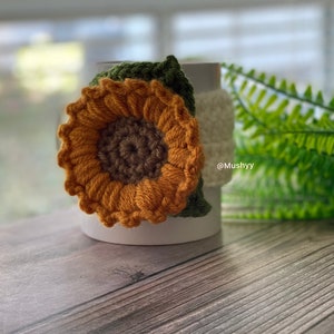 Sunflower Mug Cozy, Hand- Crocheted Mug Cozy - Cozy Up Your Mornings With A Touch Of Sunshine