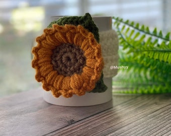 Sunflower Mug Cozy, Hand- Crocheted Mug Cozy - Cozy Up Your Mornings With A Touch Of Sunshine