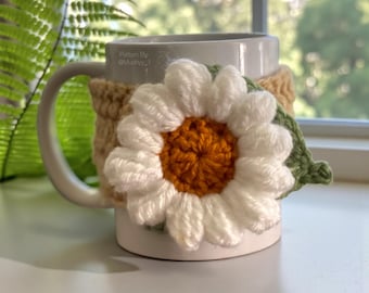 Daisy Dream Mug Cozy Pattern: Crochet Your Own Floral Bliss   - Instant Download PDF Pattern
