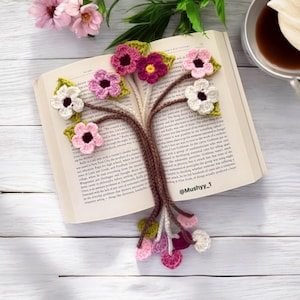 Crochet Pattern for Cherry Blossom Bookmark. Sakura Flower journal Accessory  Instant Download PDF