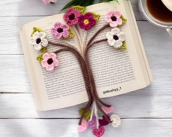 Crochet Pattern for Cherry Blossom Bookmark. Sakura Flower journal Accessory  Instant Download PDF