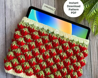 Crochet Strawberry Love IPad  Sleeve Pattern – Cute Design for Perfect Gift & Personal Use