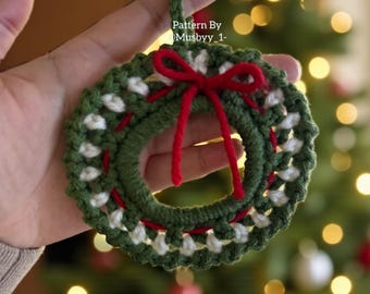 Crochet Christmas Wreath Ornament Pattern By Mushyy - Classic Design Instant Download Pattern PDF
