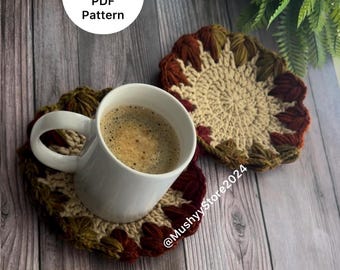 Crochet Autumn Leaf Coaster Autumn Glory Pattern: 3D Fall Decor (PDF Download)