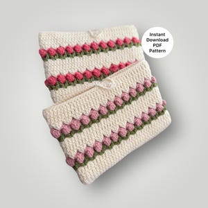 Couverture de livre tulipe au crochet, téléchargement immédiat, motif PDF, motif floral au crochet inspiré du printemps