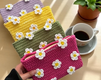 Crochet Book Sleeve Pattern: Floral Meadow Design (PDF Pattern) Customizable