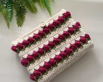 Crochet Tulip Book Sleeve – Floral Cover (PDF Pattern