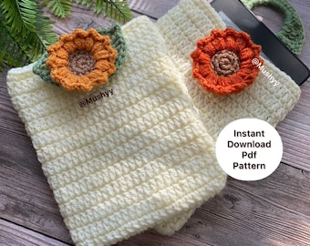 Pochette pour Kindle/livre tournesol Bloom au crochet, téléchargement immédiat, patron PDF