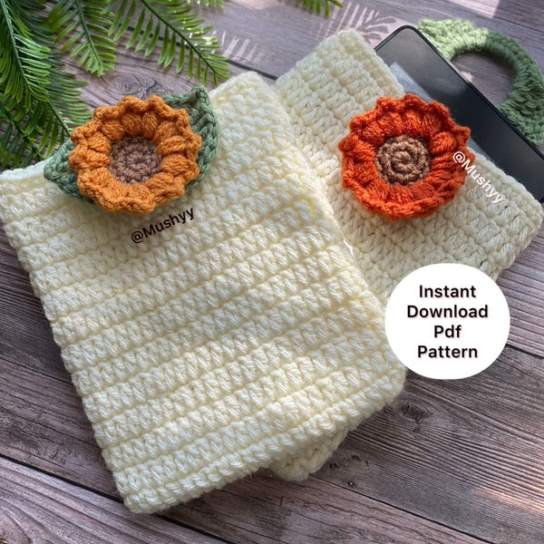 Crochet Sunflower Bloom Kindle/Book Sleeve Instant Download PDF Pattern