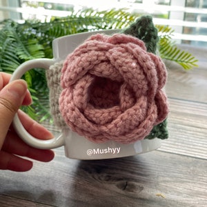 Crochet Blooming Rose Mug Cozy, Hand- Crocheted Mug Cozy - Cozy Up Your Mornings With A Touch Of Sunshine