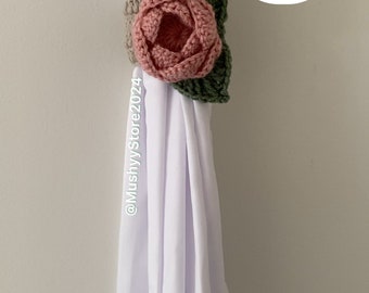 Crochet Blooming Rose Curtain Tieback  Instant Download PDF Pattern:  Add Floral Elegance To Your Décor