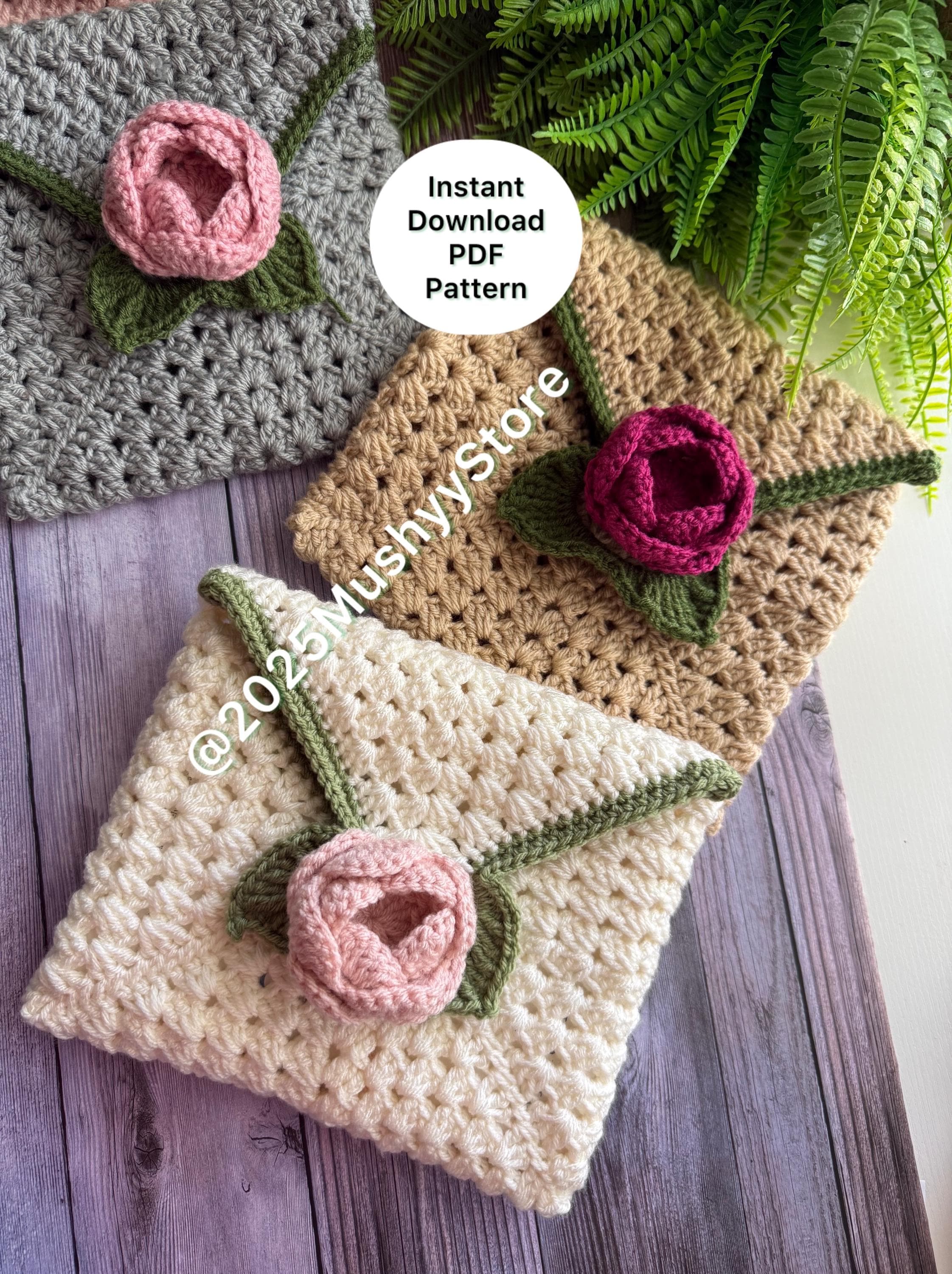 Blossom Crochet Envelope Book Cover Pattern (PDF Download) - Etsy 日本