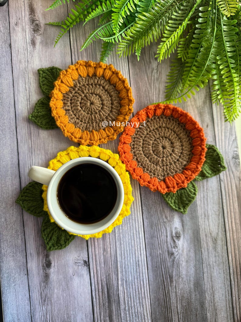 Crochet Sunflower Bloom Coaster Instant Download PDF Pattern - Etsy Canada