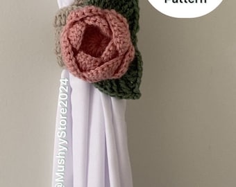 Crochet Blooming Rose Curtain Tieback Pattern (PDF Download)