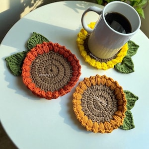 Crochet Sunflower Bloom Coaster Instant Download PDF Pattern