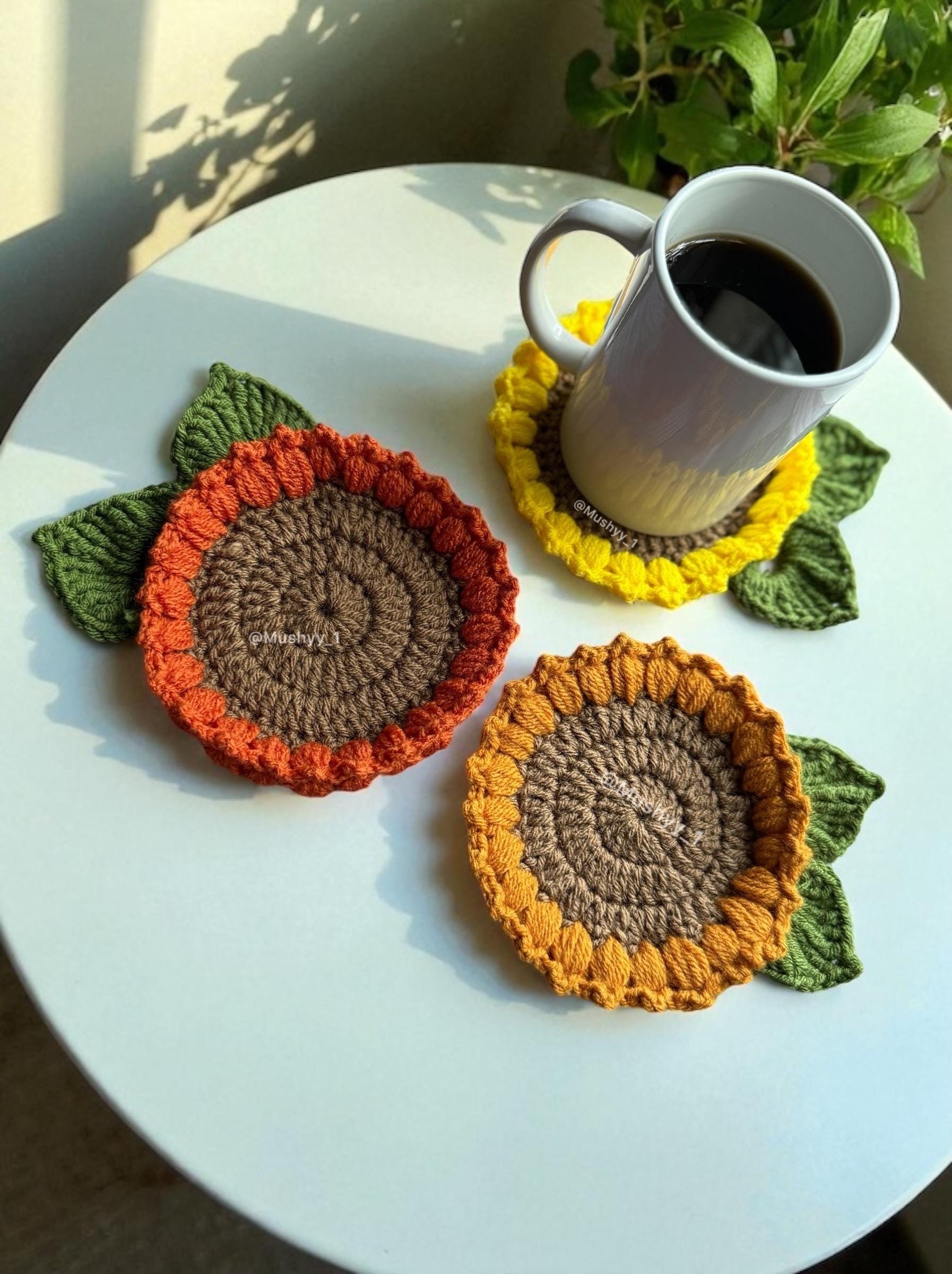 Crochet Sunflower Bloom Coaster Instant Download PDF Pattern - Etsy Canada