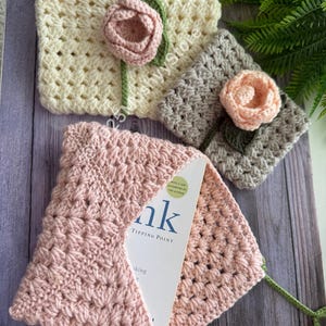 Crochet Rose Blossom Book Cover Pattern: Floral Tablet Kindle Sleeve (PDF Pattern) image 8