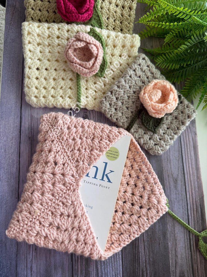Crochet Rose Blossom Book Cover Pattern: Floral Tablet Kindle Sleeve (PDF Pattern) image 8