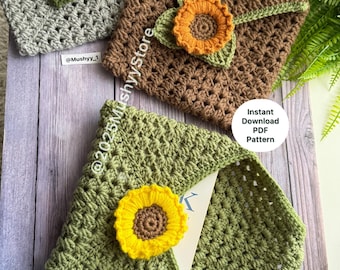 Crochet Sunflower Envelope Book Cover Pattern (PDF Download)