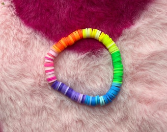 Rainbow clay head bracelet