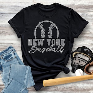 Koszulka baseballowa New York Rhinestone, koszulka z nadrukiem sezonu baseballowego, koszulka dla miłośników baseballu, idealny strój codzienny dla fanów baseballu, prezent dla niego lub dla niej