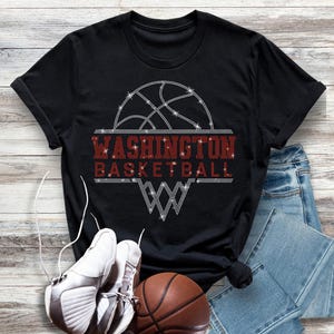 Washington Basketball Sports Team Retro Rhinestone Shirt, Comfort Colors Game Day Shirt, Team Fans Spirit Wear, Basketball Celebration Shirt
