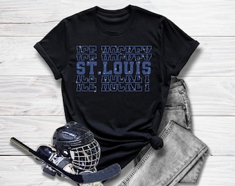 St. Louis strass shirt, hockeyshirt voor dames of heren, hoogwaardig sweatshirt voor hockeytoernooi, sportseizoen cadeau voor fans