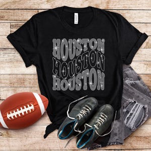 Houston Rhinestone Shirt, Lightweight Unisex Soft Style Football Shirt, Retro football Season Tee Shirt, Trendy Team Fans Shirt for Game Day